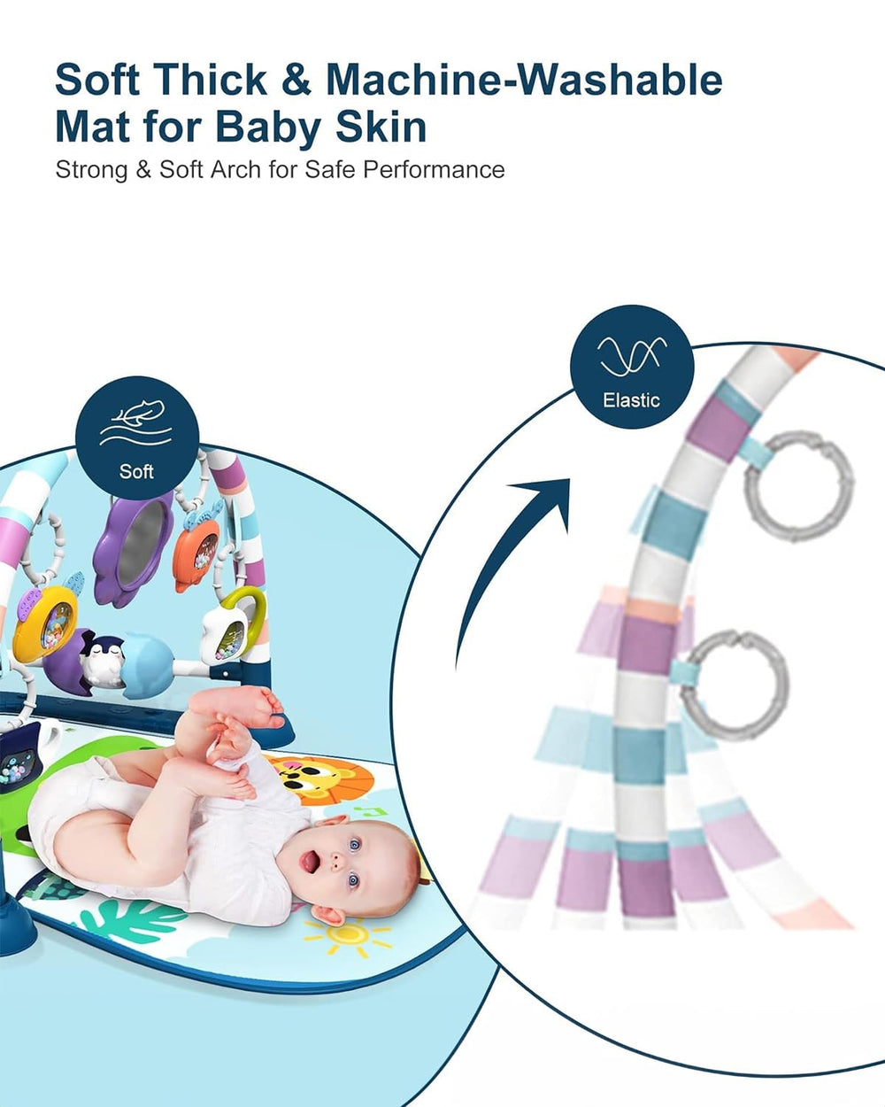 Dearlomum new blue baby play mat kick piano mode showcases interactive music