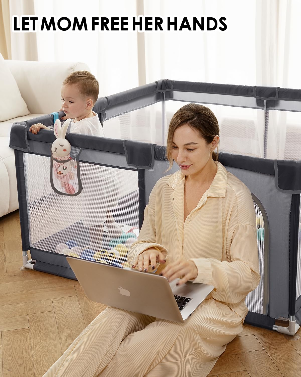 Dearlomum playpen anti-slip base keeps the pen stable on floors