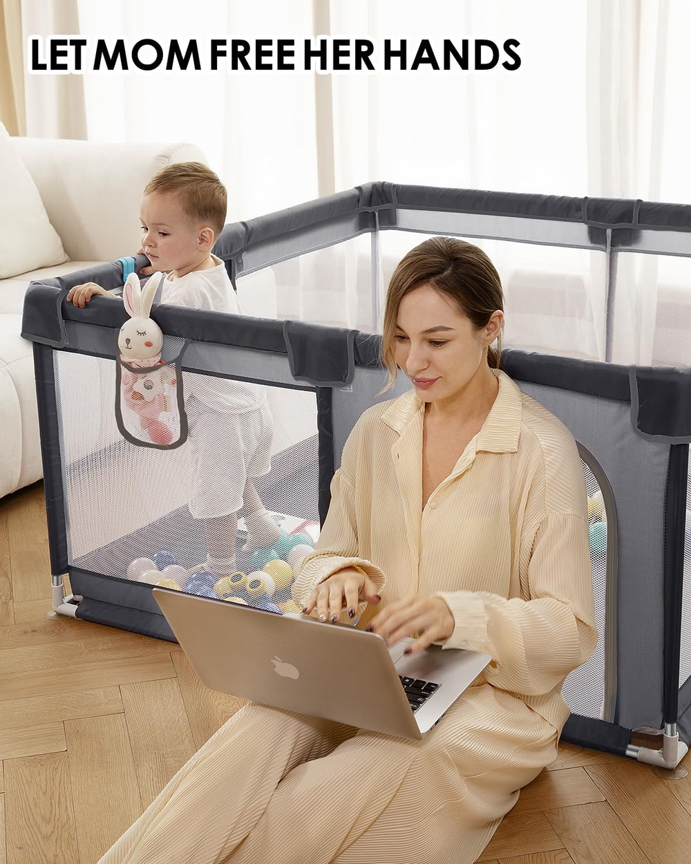 Dearlomum playpen anti-slip base keeps the pen stable on floors