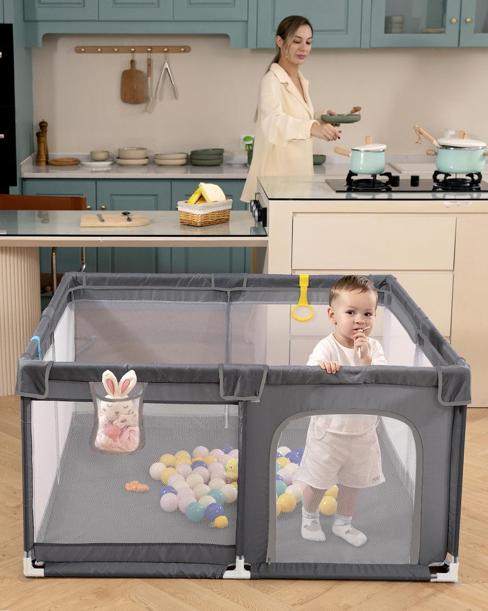 Dearlomum playpen portable foldable design makes travel setup effortless.