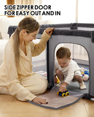 Dearlomum playpen soft mesh sides offer breathable visibility and comfort