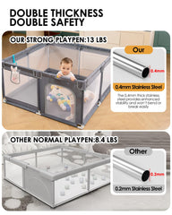 Dearlomum playpen thickened steel pipes provide sturdy support for active children