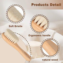 DEBETOOL Natural wooden handle provides safe, eco-friendly baby grooming.