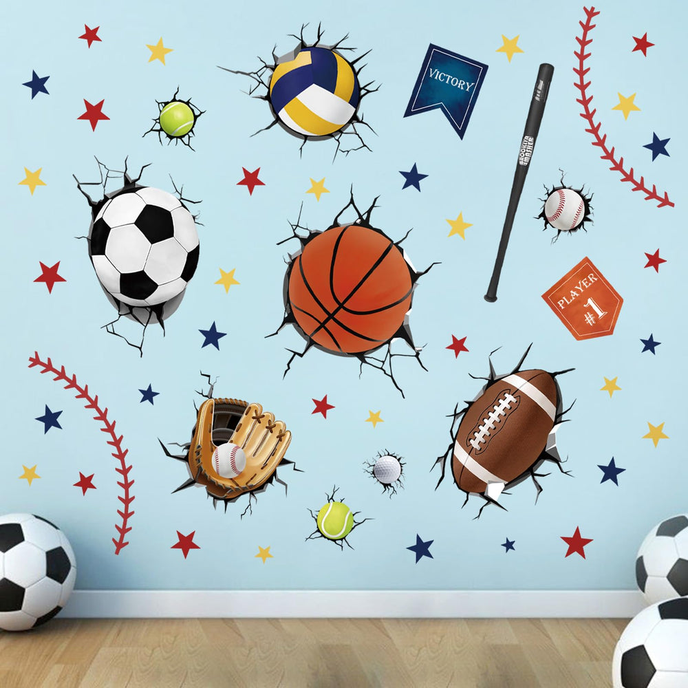 decalmile 3d football wall decal adds bold court-style accents to a youth space