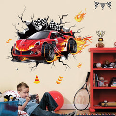 DecalMile racing cars wall decals with flags spark imaginative play in nurseries.