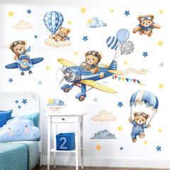 Decalmile airplane animals wall stickers brighten nursery with playful travel scene