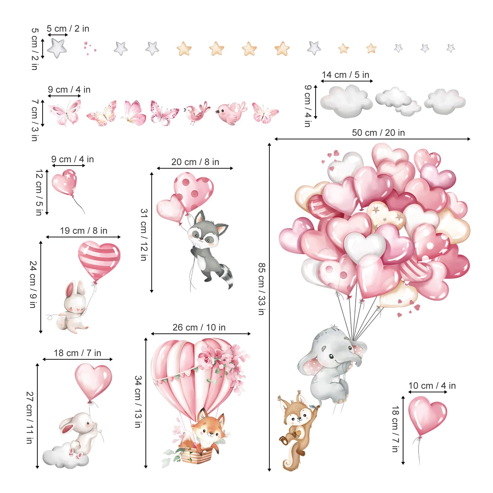 DecalMile baby nursery decor pink balloons create a dreamy atmosphere on smooth surfaces