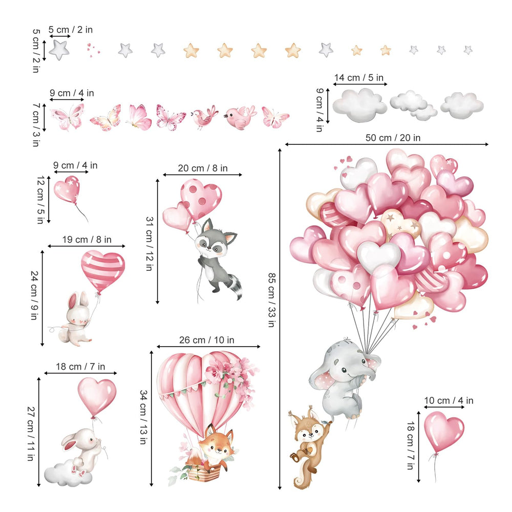 DecalMile baby nursery decor pink balloons create a dreamy atmosphere on smooth surfaces