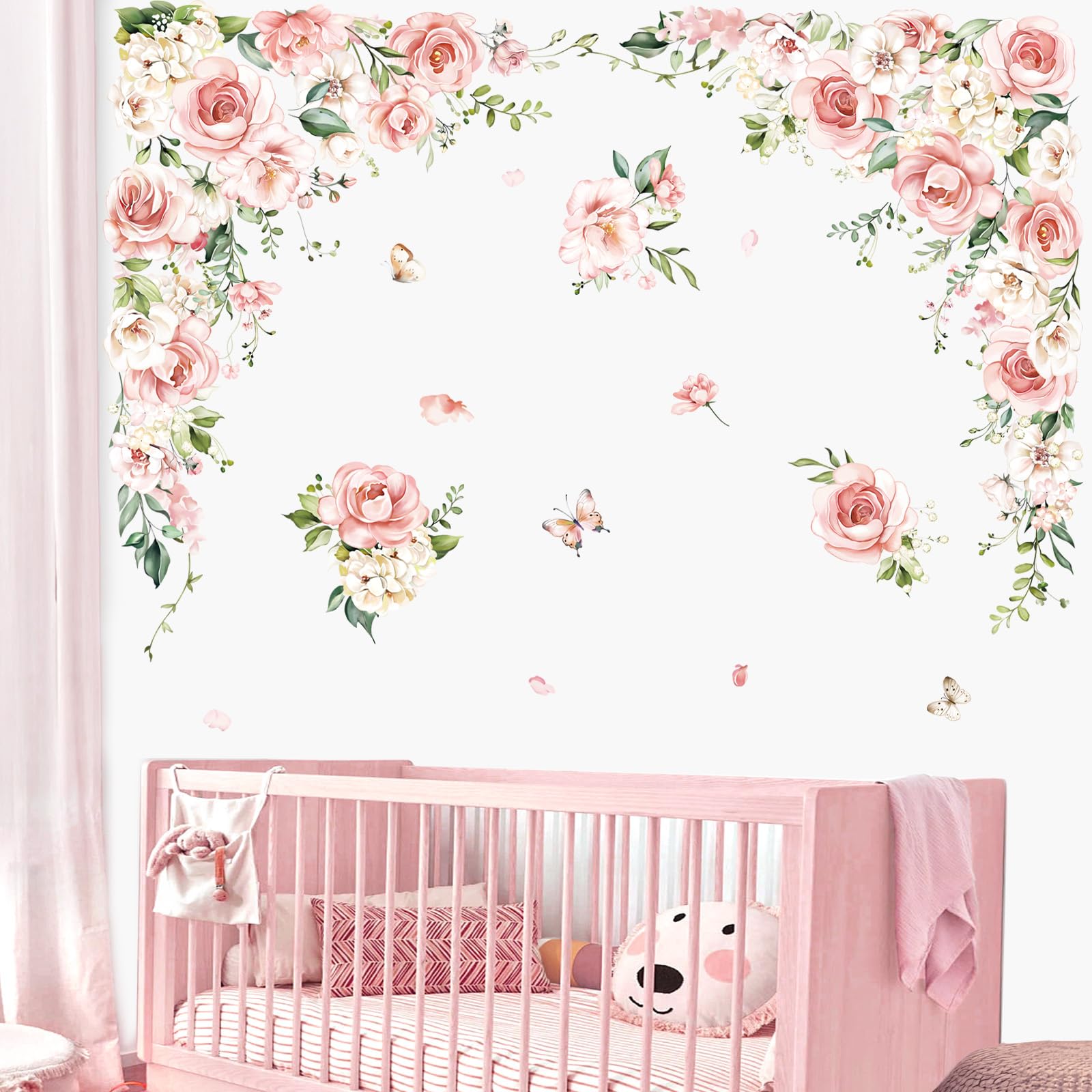 Decalmile baby nursery decor with pink blossoms enhances charming play spaces
