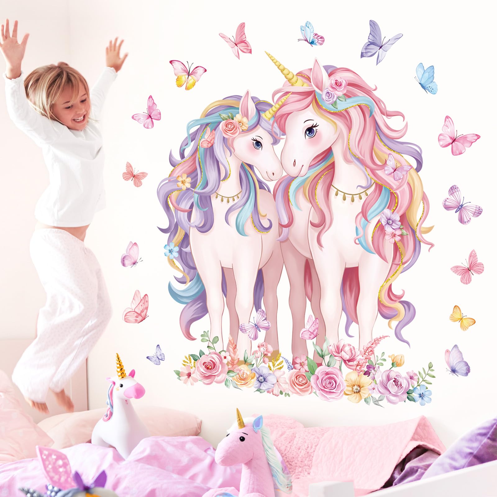 decalmile unicorn butterfly nursery wall art for baby rooms