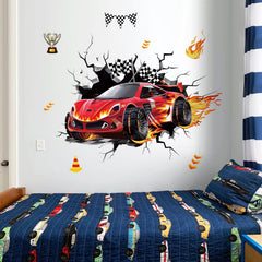 DecalMile baby nursery racing cars wall stickers brighten crib area.