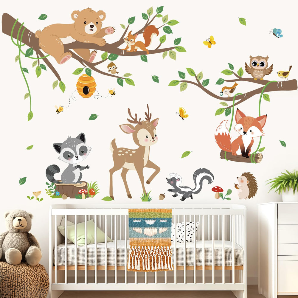 decalmile bear deer fox forest wall stickers brighten bedrooms or living rooms