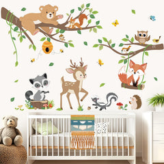 decalmile bear deer fox forest wall stickers brighten bedrooms or living rooms