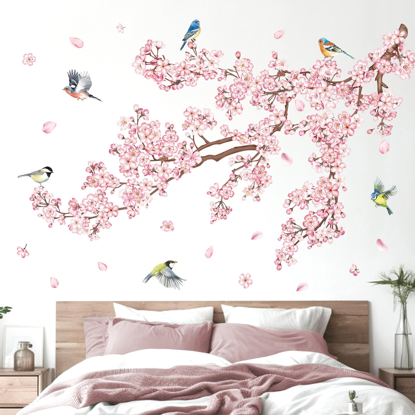DecalMile birds on cherry blossom branch decal adds whimsy to nursery decor