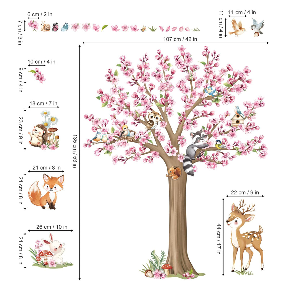 Decalmile blooming flower branch sticker enhances living room with floral vibe