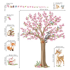 Decalmile blooming flower branch sticker enhances living room with floral vibe