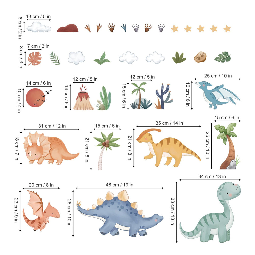 decalmile Boho Baby Dinosaurs wall decals for playroom decor and layout