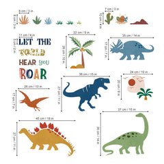 Decalmile Boho Dinosaur nursery decoration with palm trees for baby rooms