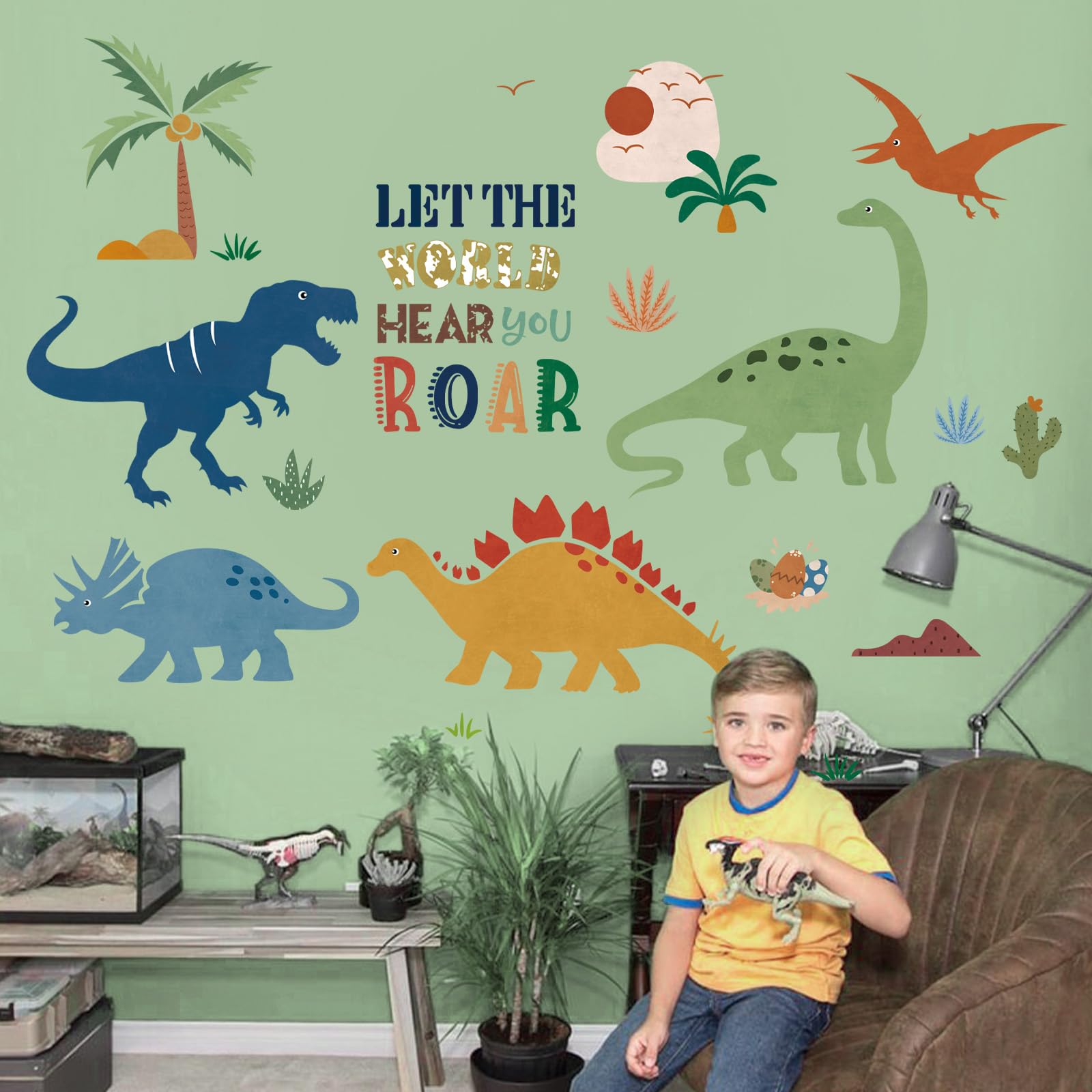Decalmile Boho Dinosaur sheet 30x90cm for DIY wall art in bedrooms