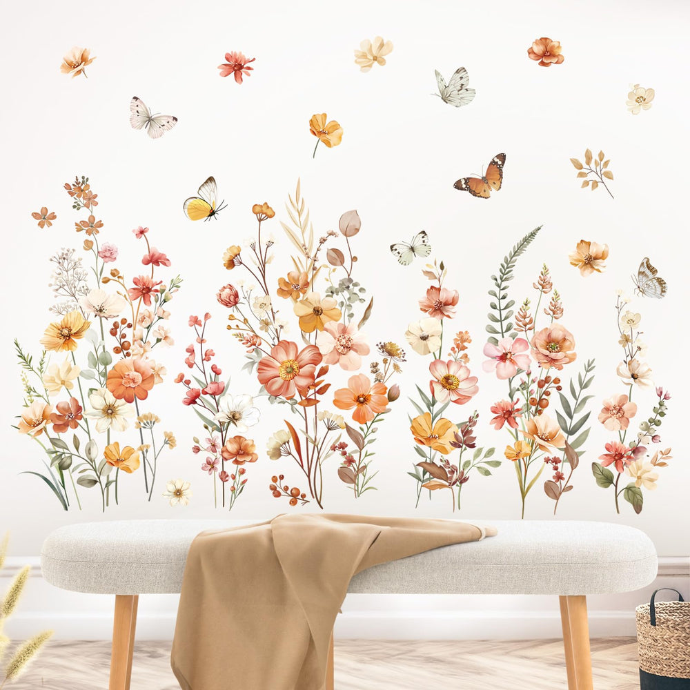 Decalmile Boho Flower Wall Decal garden floral design bright living spaces