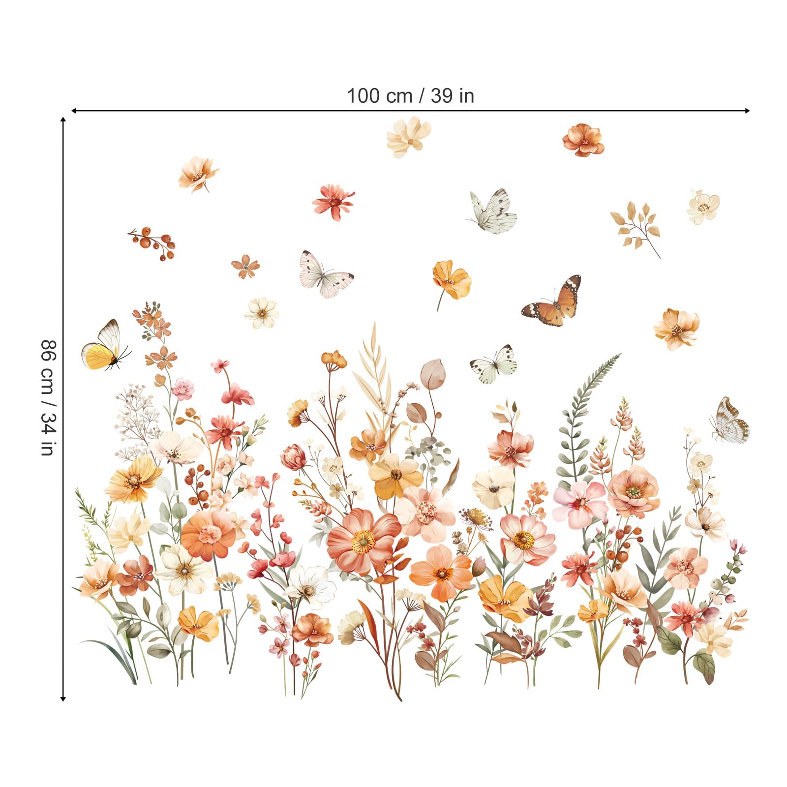 Decalmile Boho Flower Wall Decal living room focal point with color