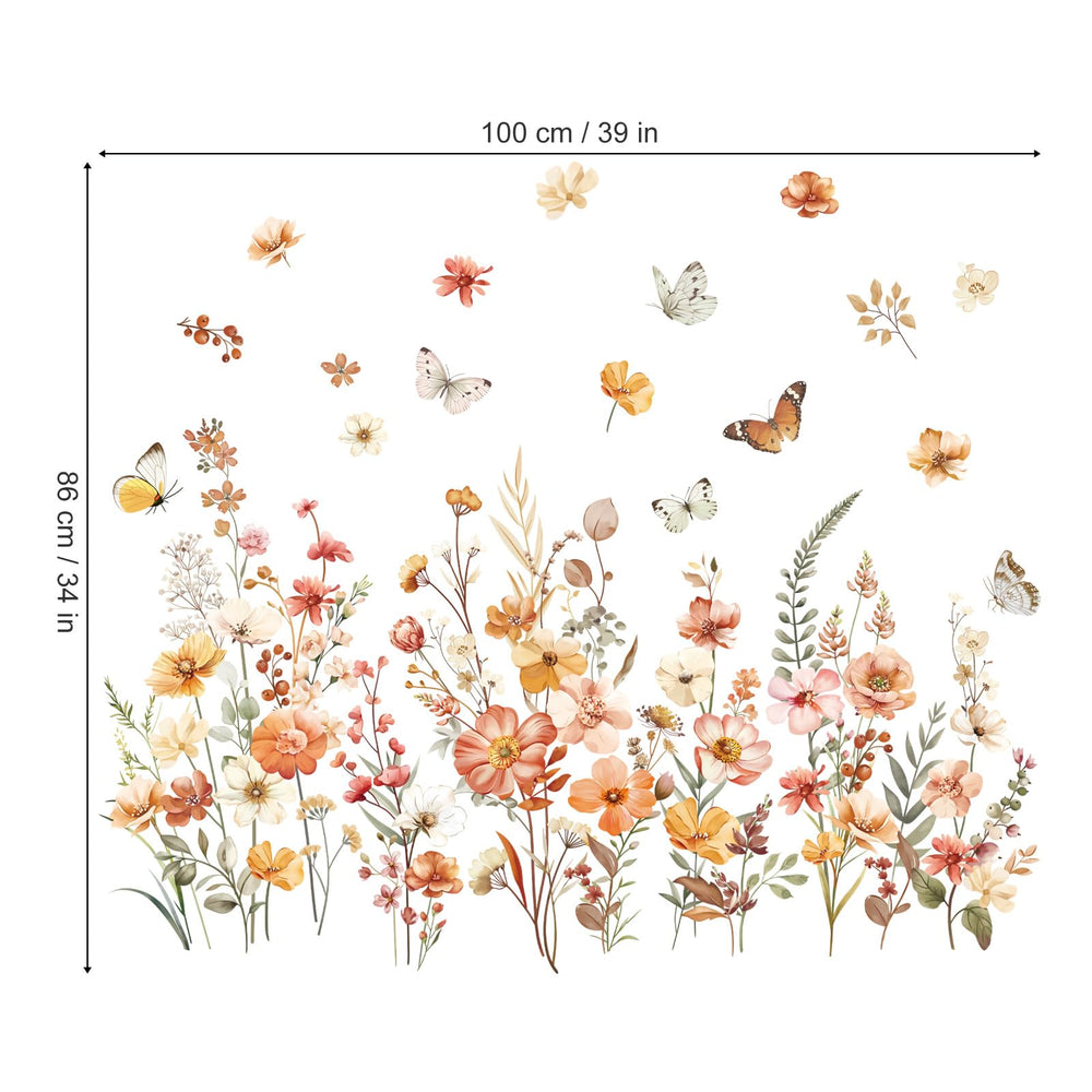 Decalmile Boho Flower Wall Decal living room focal point with color