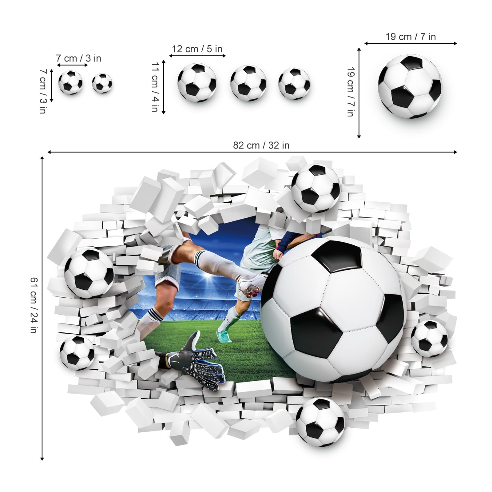 Decalmile boys' bedroom football wall decor with vivid colors
