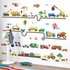 Decalmile car road stickers brighten playroom walls, sparking imagination and playful storytelling.