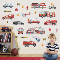Decalmile colorful vehicle wall decals transform kids room with vivid, removable decor.
