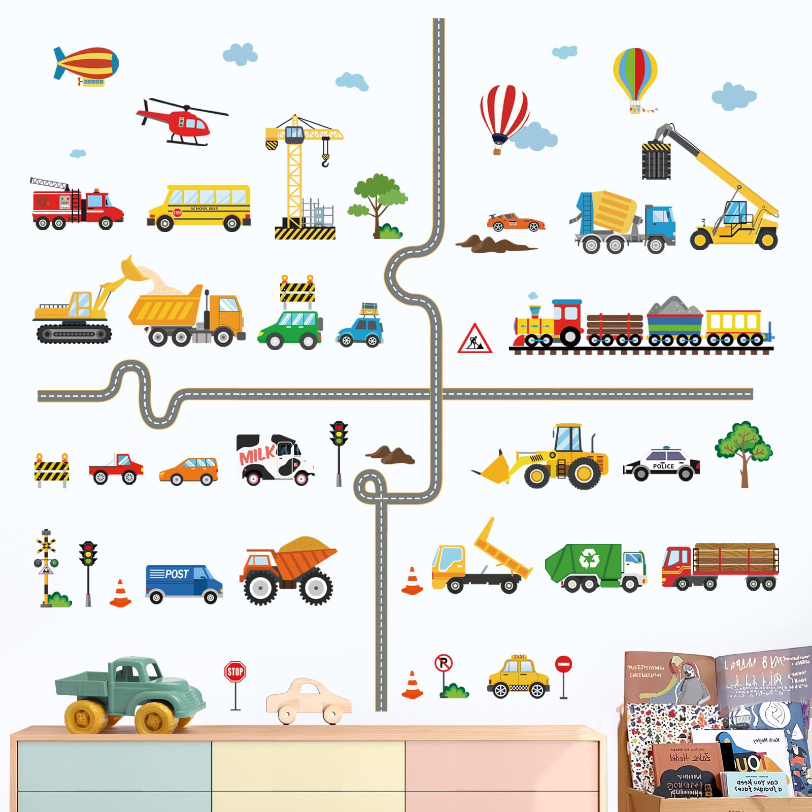Decalmile construction truck wall decals bring bold, durable decor to bedrooms and playrooms.