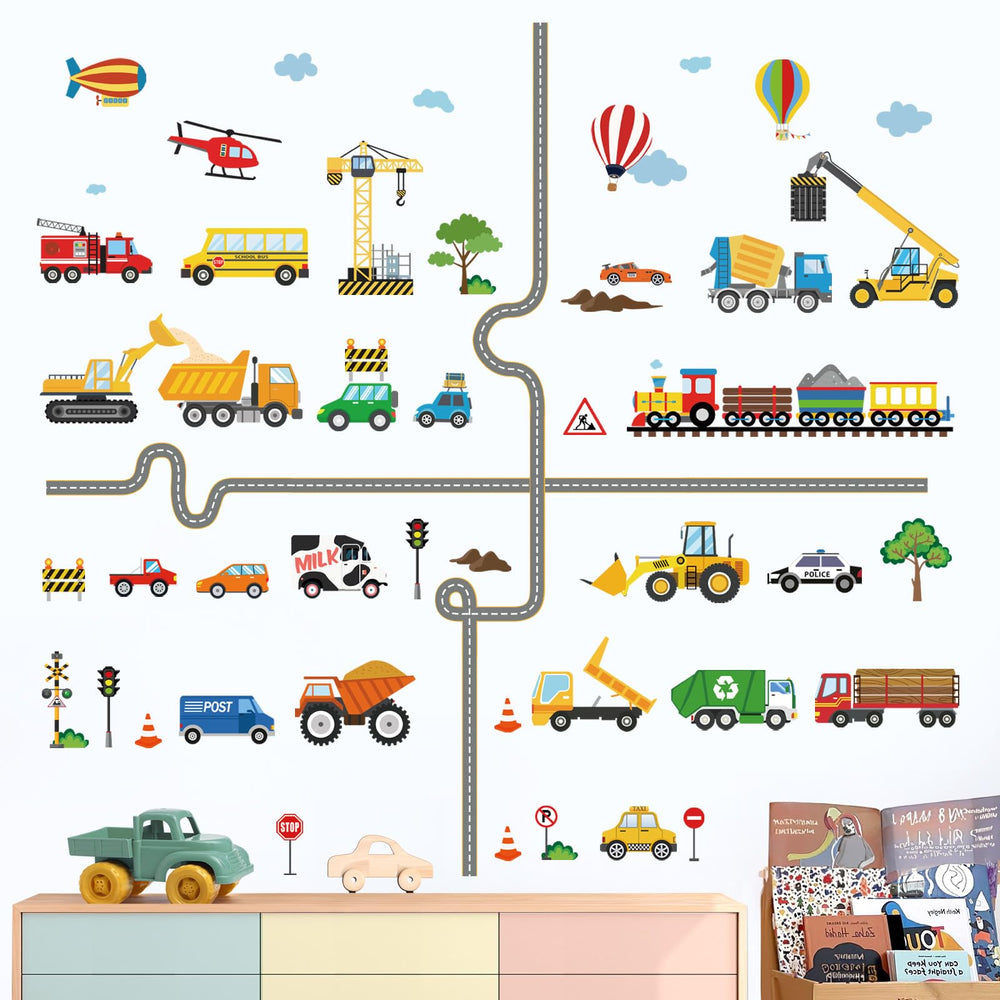 Decalmile construction truck wall decals bring bold, durable decor to bedrooms and playrooms.