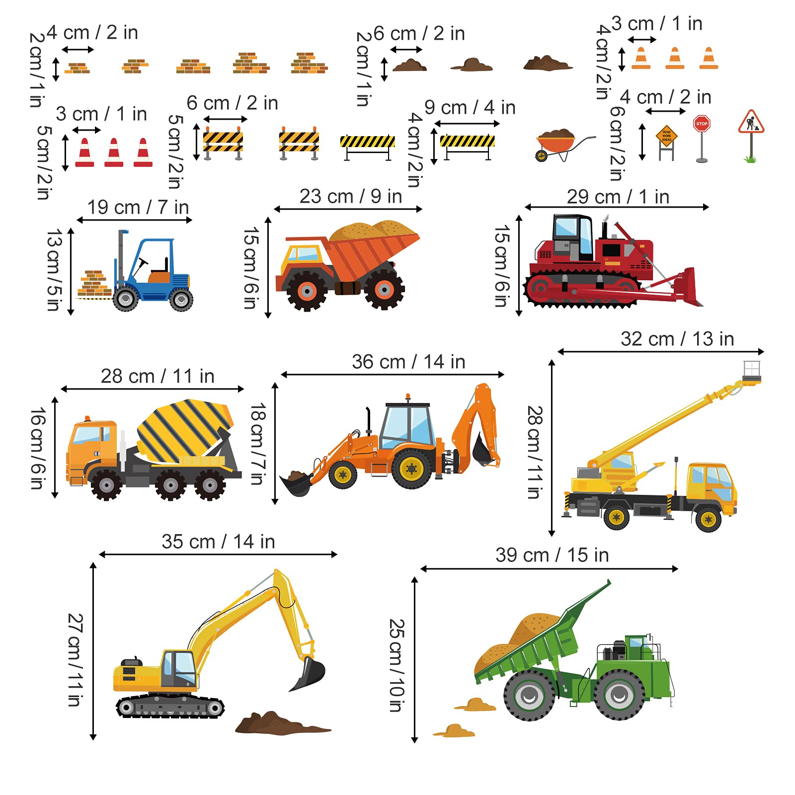 DecalMile construction vehicles wall decals brighten walls in playrooms and classrooms