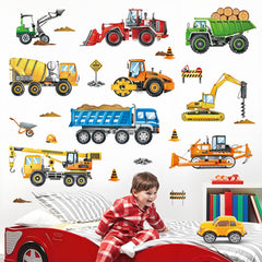 Decalmile construction vehicles wall decals tractor image for nursery decoration.