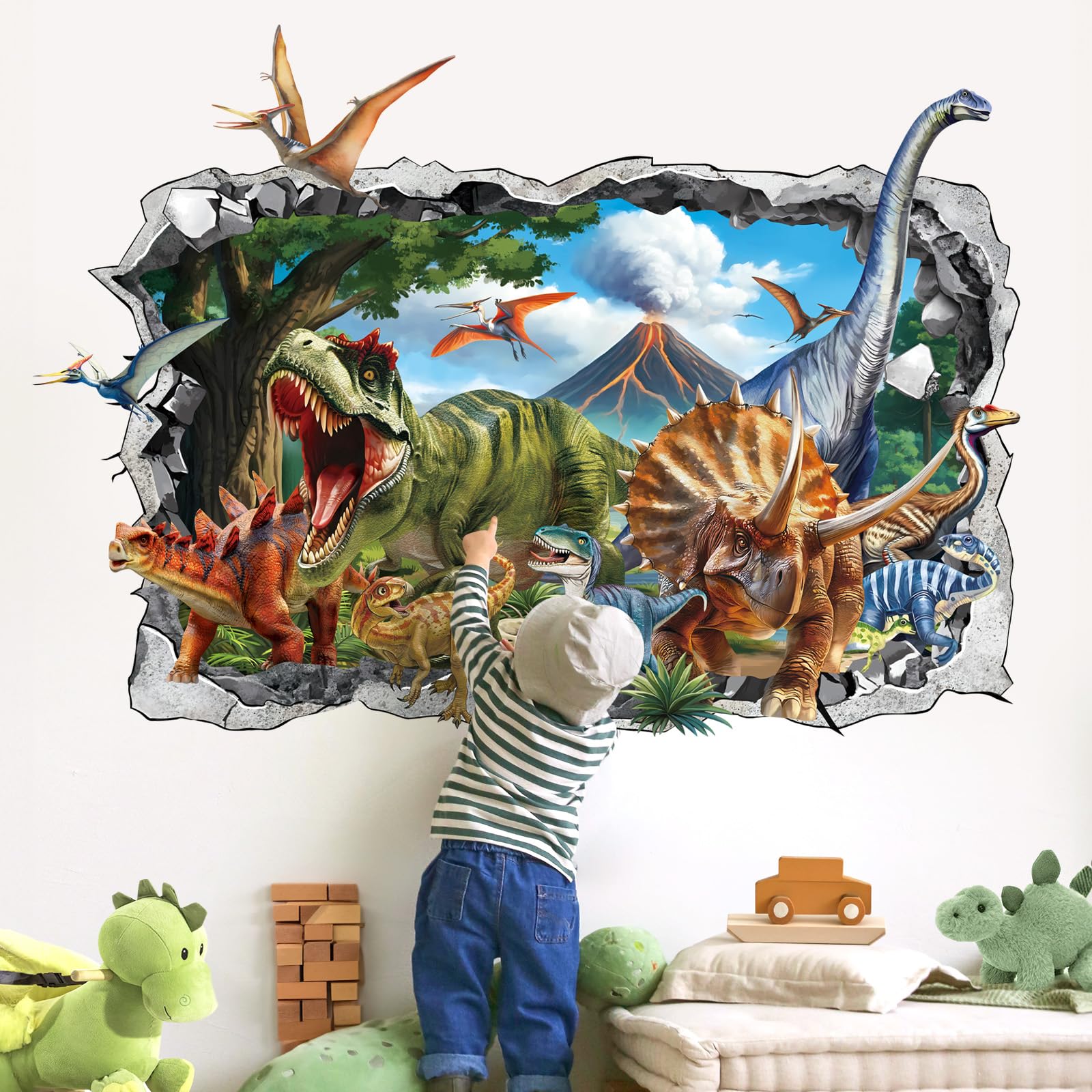 Decalmile dinosaur wall stickers large dino - vivid decor sparks imaginative play