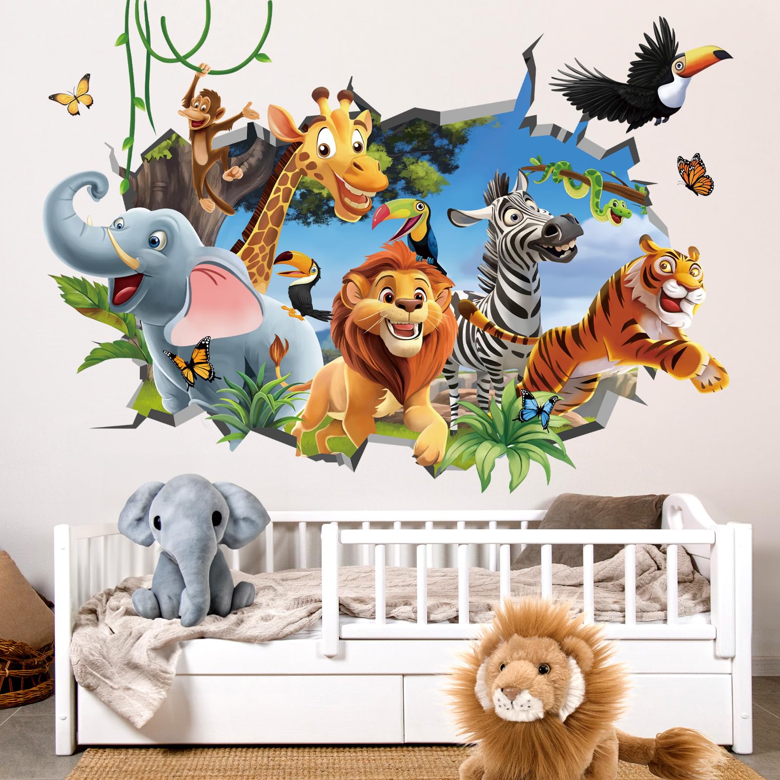 decalmile elephant 3D jungle wall decal adds playful jungle charm and sparks imaginative play