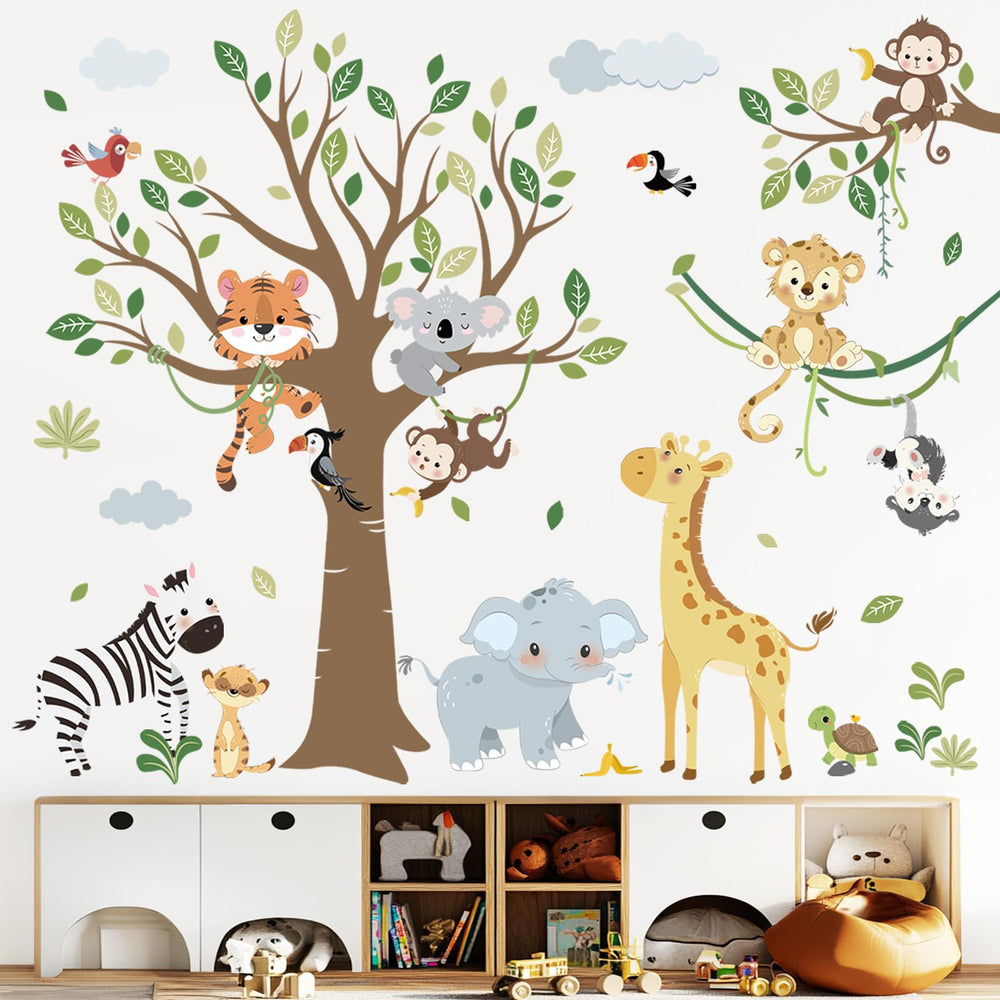 decalmile elephant tree wall decal adds a playful jungle focal point for kids’ rooms