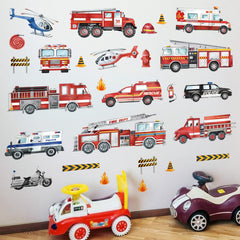 Decalmile fire-truck wall stickers for boys' room boost imaginative play and decor.