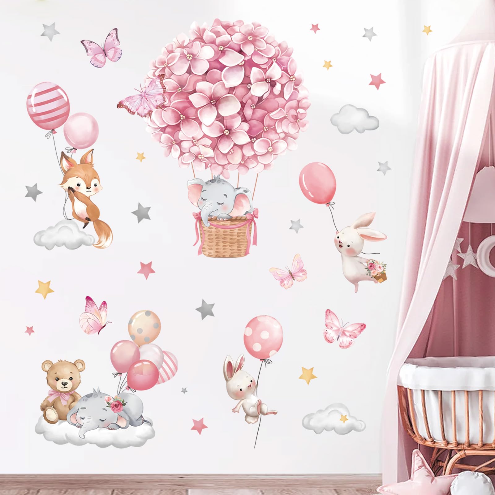 Decalmile flowers balloon wall stickers add cheerful color and texture to kids rooms