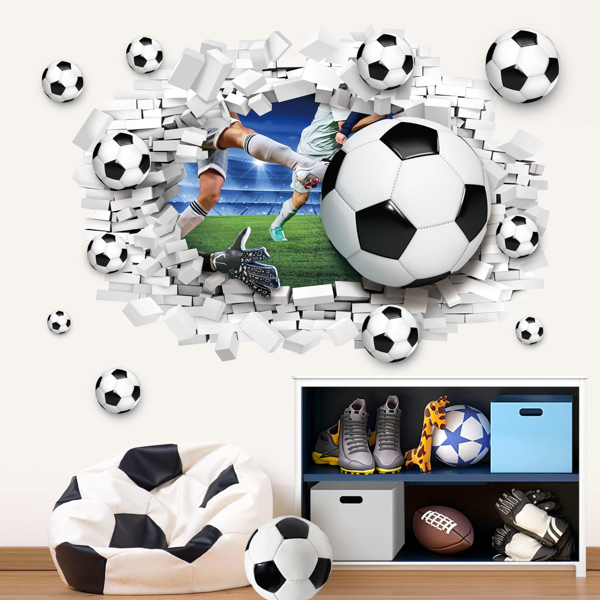 Decalmile football wall decal two-sheet set for quick room upgrade