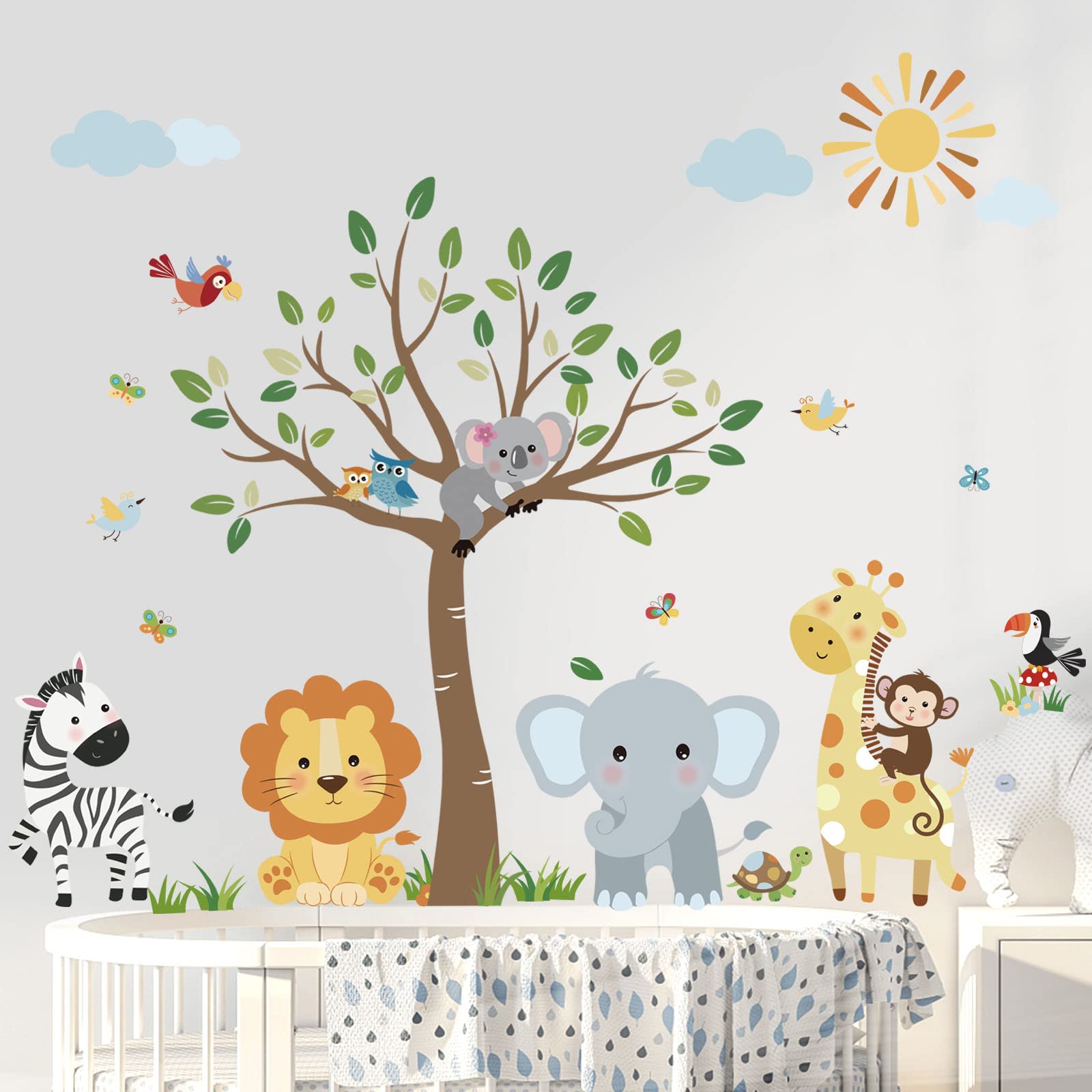 DecalMile forest elephant wall sticker bright nursery decor easy to apply