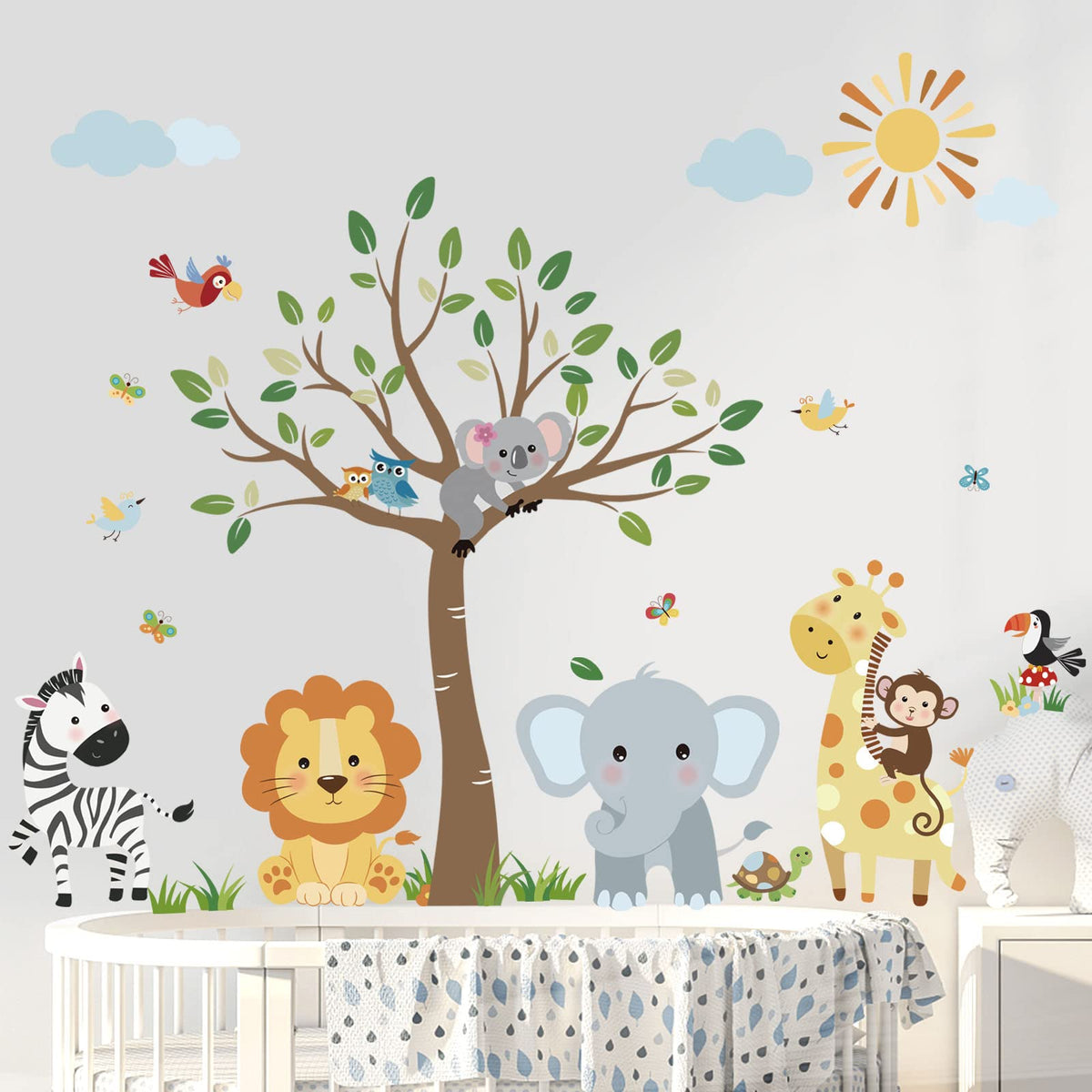 DecalMile forest elephant wall sticker bright nursery decor easy to apply