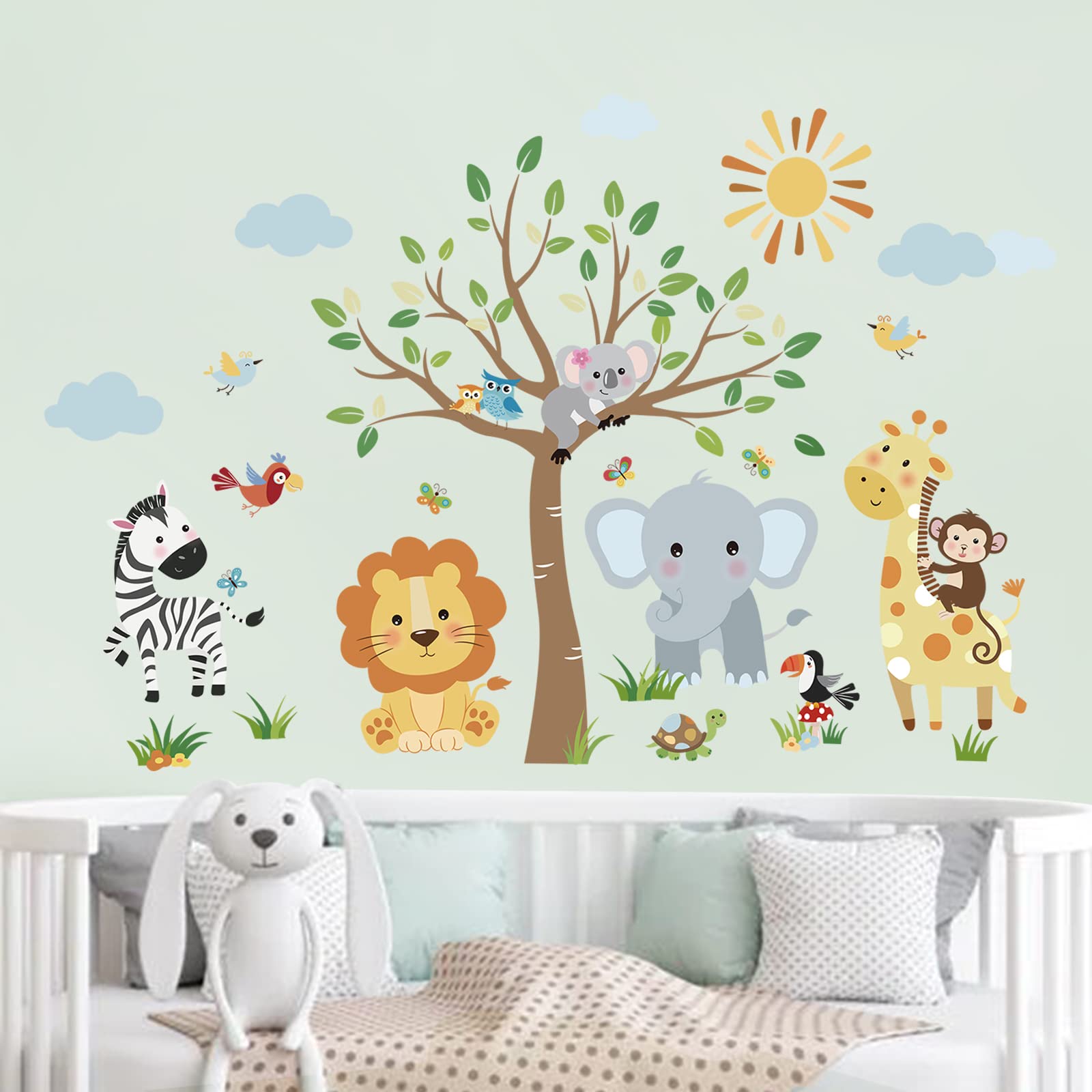 DecalMile forest giraffe wall sticker playful nursery accent