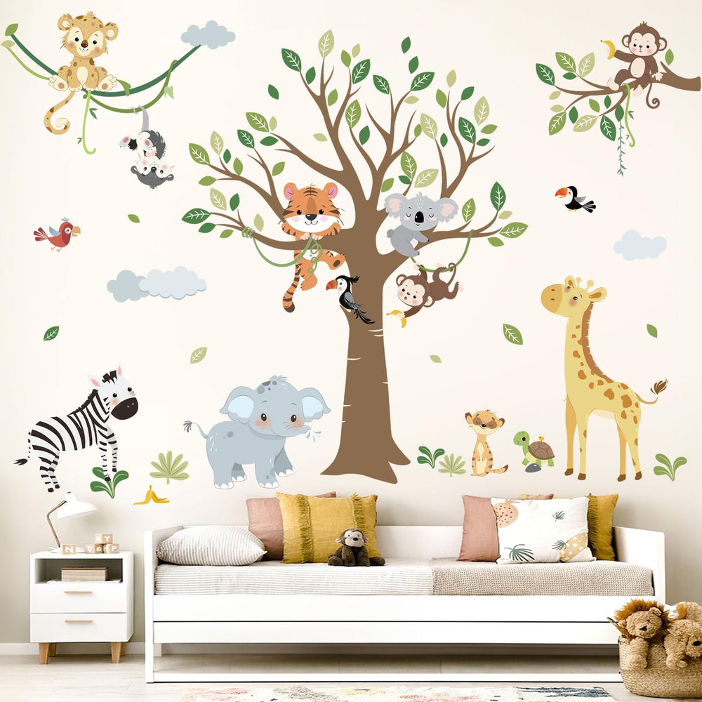 decalmile giraffe tree wall decal brings friendly wildlife charm to a nursery