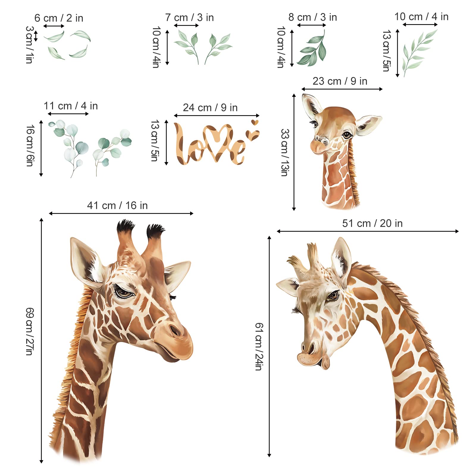 Decalmile giraffe wall stickers near window brighten natural light decor