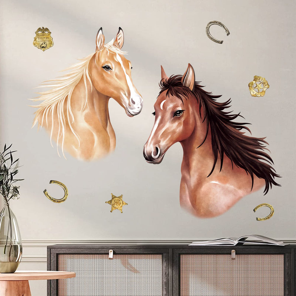 DecalMile horse wall stickers nursery collection add playful horse silhouettes for kids.