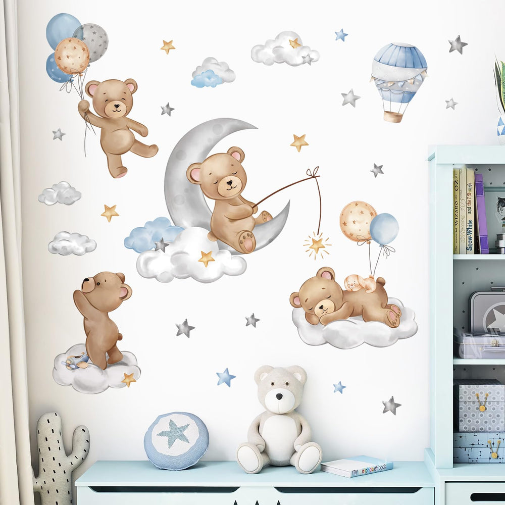 decalmile hot-air-balloon-animals wall-stickers — playful decor for playrooms, quick DIY arrangement.