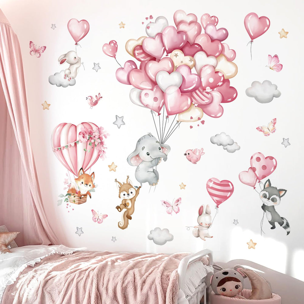 DecalMile hot air balloon elephant wall stickers brighten kids' room with cheerful charm