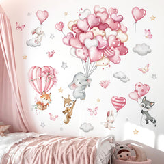 DecalMile hot air balloon elephant wall stickers brighten kids' room with cheerful charm