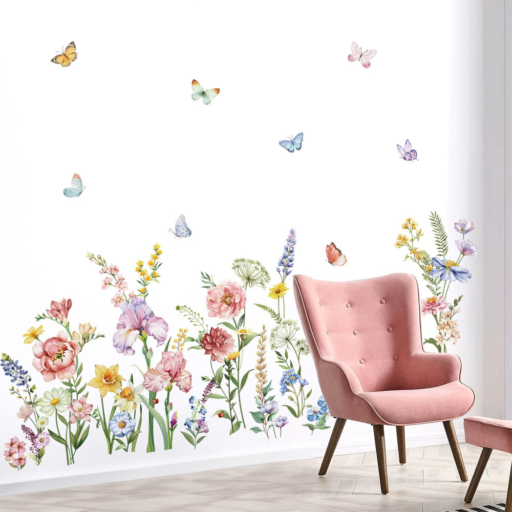 Decalmile iris-butterfly wall art adds whimsy to bedroom or nursery decor
