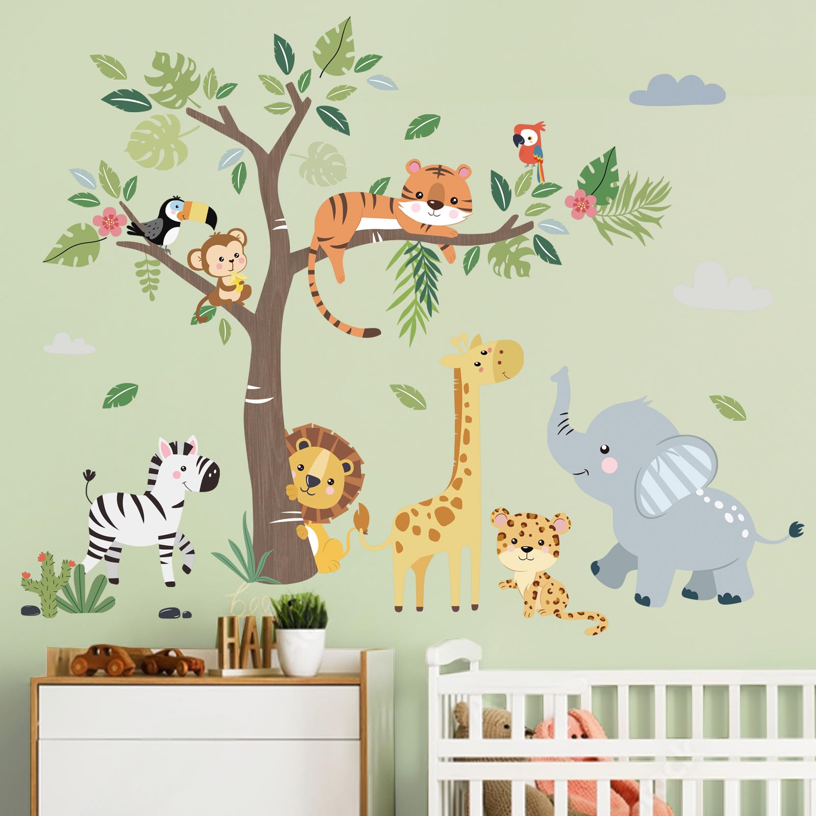decalmile jungle animals giraffe wall decal brightens kids' room with friendly height